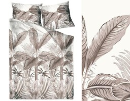 Greno Pościel satynowa 220x200 Palm & Co beżowa liście Gold Line 1