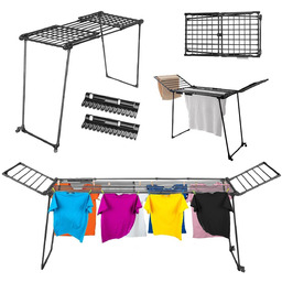 Suszarka stojąca do bielizny Aielli składana regulowana 257 cm czarna