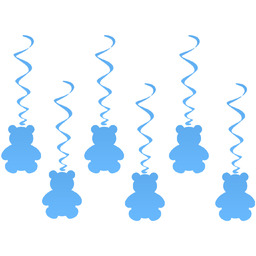 Dekoracja wisząca na baby shower misie niebieskie - 6 szt.