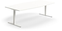 Stół konferencyjny QBUS, kształt łodzi, 2400x1200 mm, rama T, biały, biały