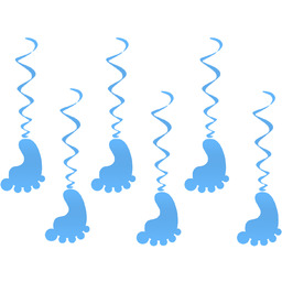 Dekoracja wisząca na baby shower stopki niebieskie - 6 szt.