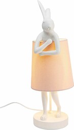 Kare Designerska lampa stołowa Animal Rabbit różowa/biała, lampka na stół, lampka nocna, motyw zwierzęcy, lampa biurkowa dla dzieci, przełącznik dźwigienkowy na kablu, żarówka nie wchodzi w zakres