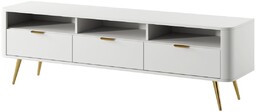 Szafka RTV Oval biała 162 cm, pod telewizor, na nóżkach, wysoka