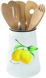 PORCELANOWY POJEMNIK NA PRZYBORY KUCHENNE + ZESTAW 5 NARZĘDZI - AMALFI Cytryny