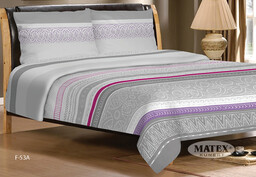 Matex Pościel flanelowa 140x200 Flanela szara różowa fioletowa wzór geometryczny