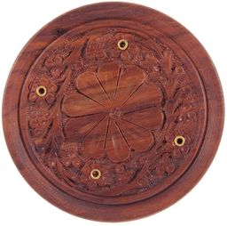 Puckator Sheesham drewniany popielniczka z grawerunkiem kwiatowym, mieszany, długość 25,5 cm głębokość 3,5 cm