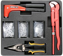 Yato WKŁAD DO SZUFLADY KLUCZ DO RUR, NOŻYCE DO BLACHY, NITOWNICA,NITY 6CZ. YT-55478