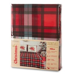 Eurofirany Pościel świąteczna 160x200 Bliss czerwona biała krata