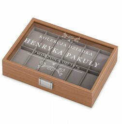Szkatułka drewniana kuferek na zegarki z grawerem dla dziadka na urodziny