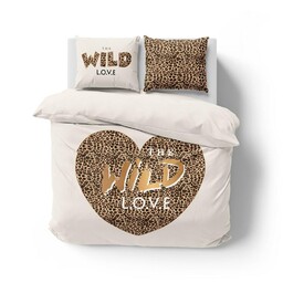 Detexpol Pościel bawełniana 160x200 Wild love pantera beżowa 4097 A 2 poszewki 70x80 Holland 129