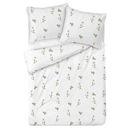 Matex Pościel satynowa 160x200 biała oliwkowa kwiaty 54A Exclusive 2