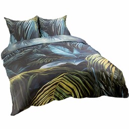 Darymex Pościel satynowa 140x200 Liście czarna turkusowa 12403 SATYNLOVE PREMIUM