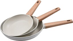 Bergner Naturally nieprzywierające patelnie 3-częściowy zestaw o średnicy 18, 22 i 26 cm z kutego aluminium zestaw patelni nadaje się do wszystkich środowisk gotowania