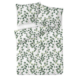 Matex Pościel satynowa 140x200 biała zielona liście 55A Exclusive 2