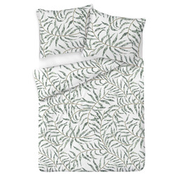 Matex Pościel satynowa 140x200 biała zielona liście 56A Exclusive 2