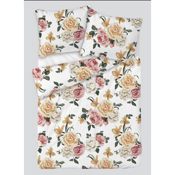 Matex Pościel satynowa 140x200 biała kolorowa kwiaty 59A Exclusive 2
