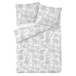 Matex Pościel satynowa 140x200 biała szara kwiaty 61A Exclusive 2