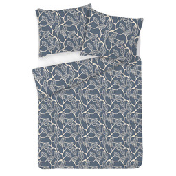 Matex Pościel satynowa 140x200 grafitowa kremowa liście 63A Exclusive 2