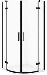 CERSANIT Zestaw kabina półokrągła JOTA 80x80 czarna, brodzik TAKO SLIM biały mat S601-439