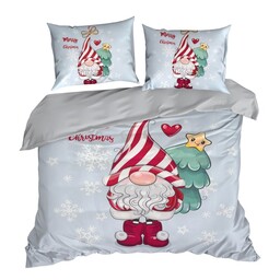 Eurofirany Pościel świąteczna 220x200 Beiner niebieska czerwona skrzat