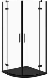 CERSANIT Zestaw kabina półokrągła JOTA 80x80 czarna, brodzik TAKO SLIM czarny mat S601-441