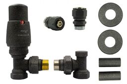 Zawór termostatyczny ELEGANT kątowy ciemny grafit strukturalny All in One Pex 16mm
