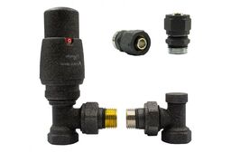 Zawór termostatyczny ELEGANT kątowy ciemny grafit strukturalny Pex 16mm