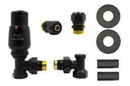 Zawór termostatyczny ELEGANT kątowy czarny strukturalny All in One Pex 16mm