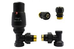 Zawór termostatyczny ELEGANT kątowy czarny strukturalny Pex 16mm