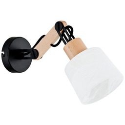 Nowoczesna lampa ścienna BRIDGE I drewno śr. 28cm