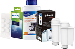 Zestaw Philips - Filtr Philips Intenza+ CA6702 2szt, Uniwersalny Odkamieniacz 250ml, Philips CA6704/10 Tabletki Czyszczące