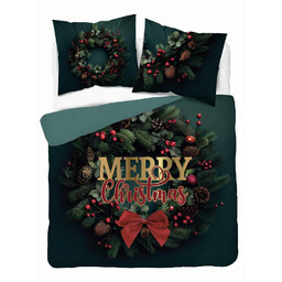 Detexpol Pościel świąteczna 220x200 Merry Christmas zielona ciemna 5302 A Holland Święta 2024