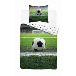 Detexpol Pościel bawełniana 160x200 cm z motywem piłki nożnej na boisku DreamStyle wzór 5577 A