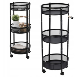 Regał na kółkach łazienkowy kuchenny czarny metalowy mobilny 37x88 cm