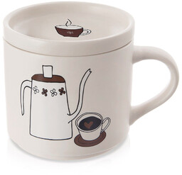 Kubek z pokrywką porcelanowy 420 ml