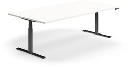 Stół konferencyjny z regulacją wysokości, prostokątny, 2400x1200 mm, czarna rama, biały