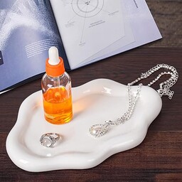 BIGPIPI Ceramiczna taca na biżuterię naczynie na pierścionek, breloczek do kluczy, uroczy kształt chmury, dekoracyjny uchwyt na biżuterię dla kobiet, prezent (biały)