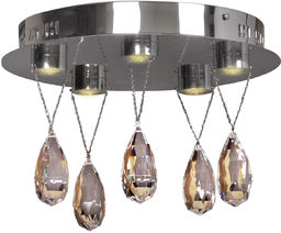 Candellux PRISMA 98-25722 plafon lampa sufitowa chrom kryształy LED 5x3W 34cm