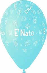 Opakowanie 25 balonów "E'' Nato" baby shower z naturalnego lateksu jakość premium G120 (Ø 33 cm/13"), pastelowy jasnoniebieski