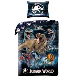 Halantex Pościel dziecięca 140x200 Jurassic Word Dinozaury granatowa poszewka 70x90 H1