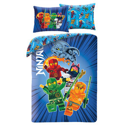 Halantex Pościel dziecięca 140x200 Lego Ninjago niebieska poszewka 70x90 H1