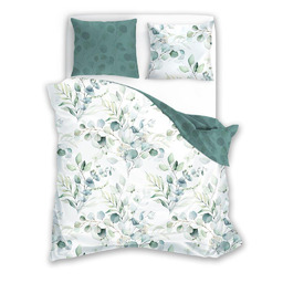 Faro Pościel satynowa 160x200 Milagro Verde 006 biała zielona liście