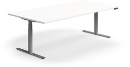 Stół konferencyjny z regulacją wysokości, prostokątny, 2400x1200 mm, srebrna rama, biały
