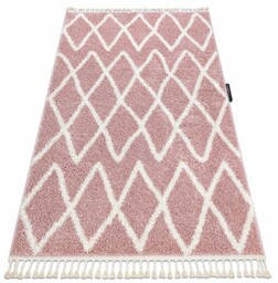 Dywan BERBER BENI różowy Frędzle berberyjski marokański shaggy 180x270 cm