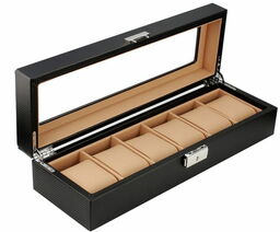 Szkatułka etui kasetka na zegarek zegarki 6 szt KARBON