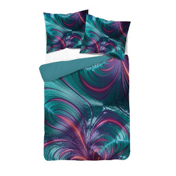 Detexpol Pościel z mikrofibry 3D 220x200 Kwiat fioletowa turkusowa 4225 A mikro 28