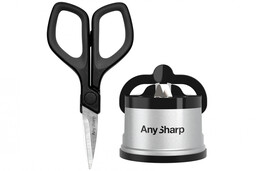 Any Sharp Ostrzałka Anysharp Classic Silver + Mini Nożyczki do Noży Kuchennych, Wielo