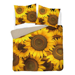 Detexpol Pościel 3D z mikrofibry z motywem słoneczników 220x200 cm Visuale 3D wzór 5311 A