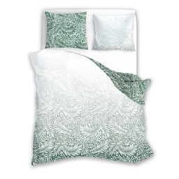 Faro Pościel satynowa 140x200 Milagro Verde 010 biała zielona liście z jedną poszewką