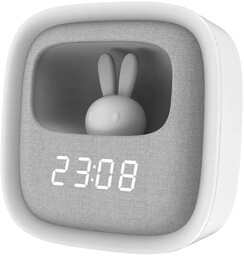 Polux Nocna lampka z budzikiem Bunny 328144 LED 1,2W 3000K królik szary biały